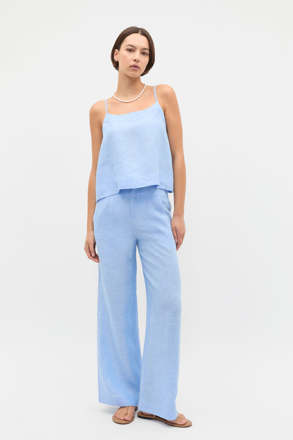 Core Linen Waisted Pant  Cornflower Blue Crossdye