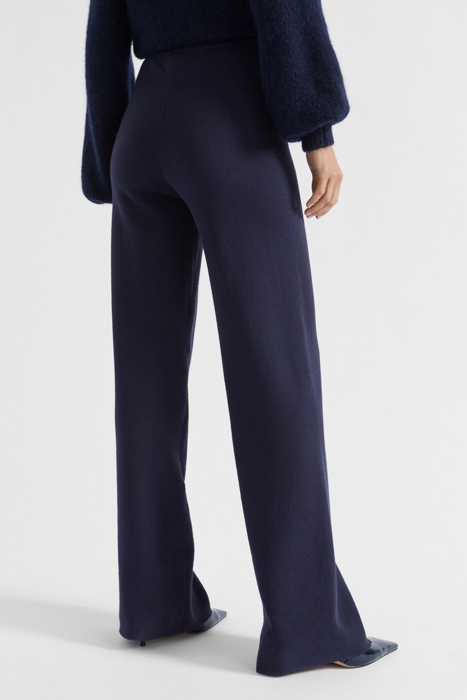 Double Knit Wide Leg Pant  Midnight Sky