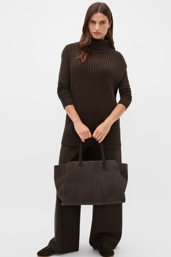 Collar Knit Poncho  Coffee Bean  hi-res