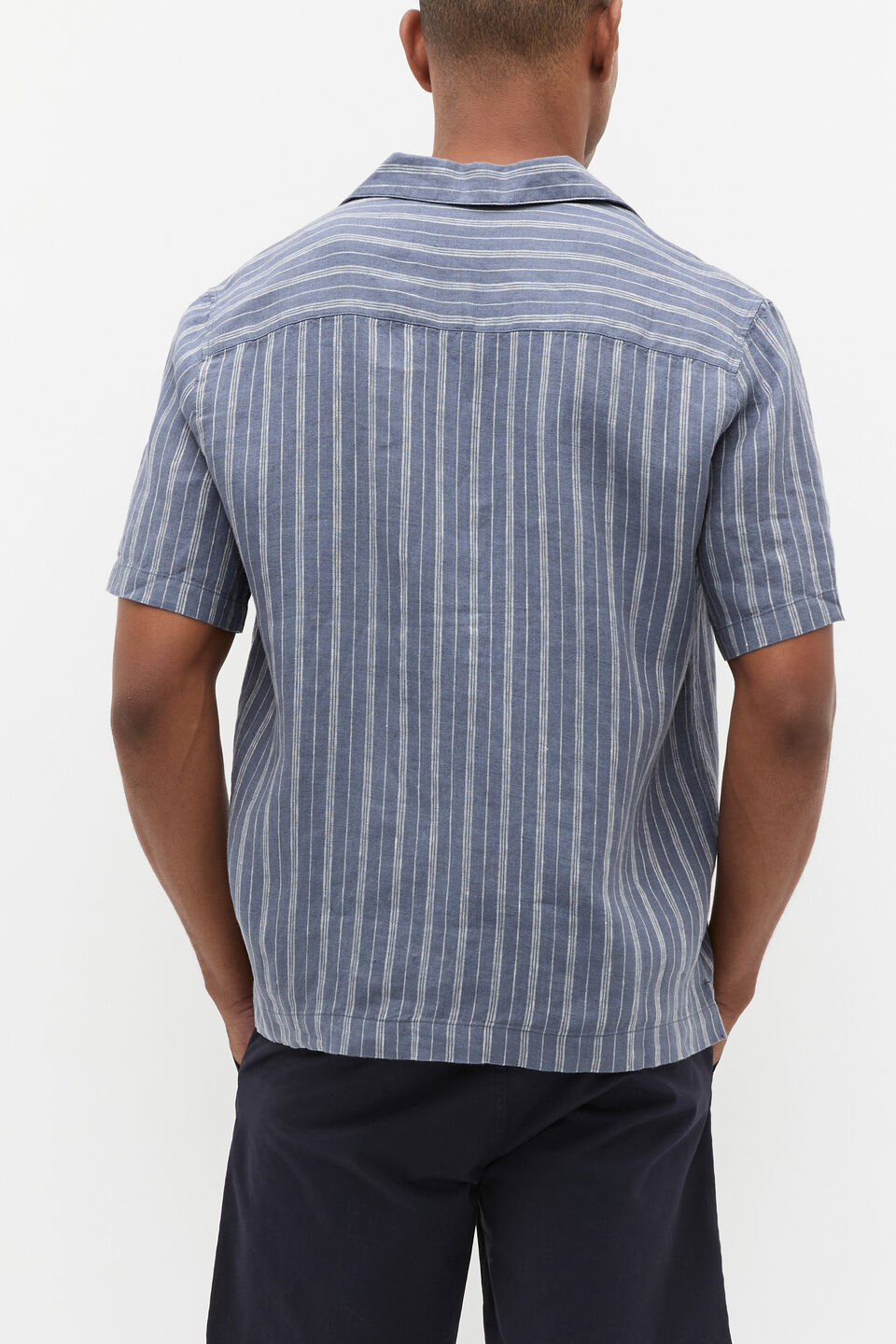 Stripe Linen Shirt  Storm Blue