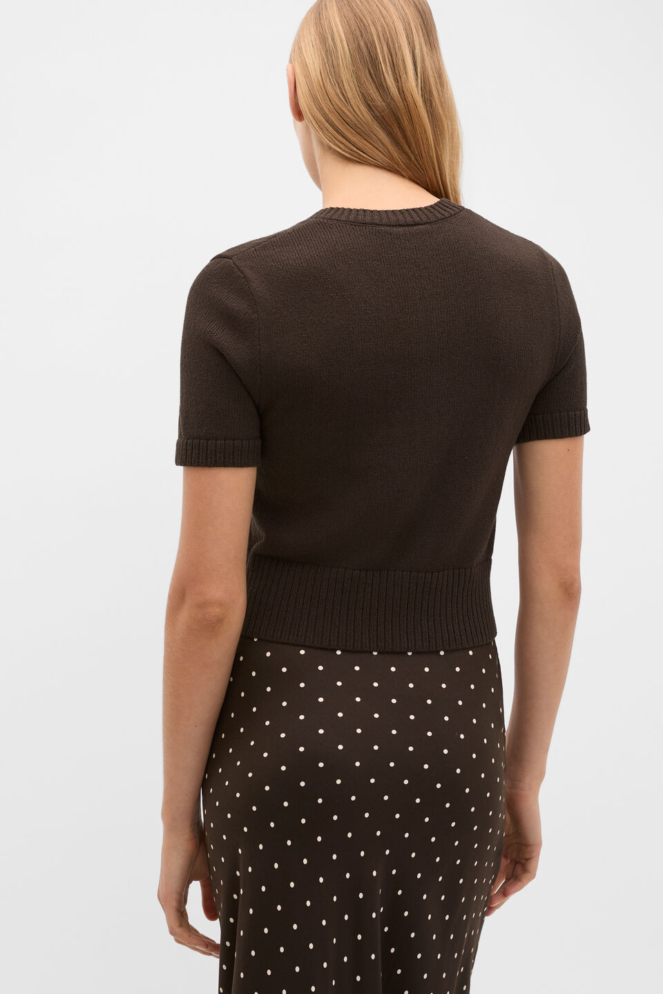 Textured Cotton Blend Cardigan  Coffee Bean