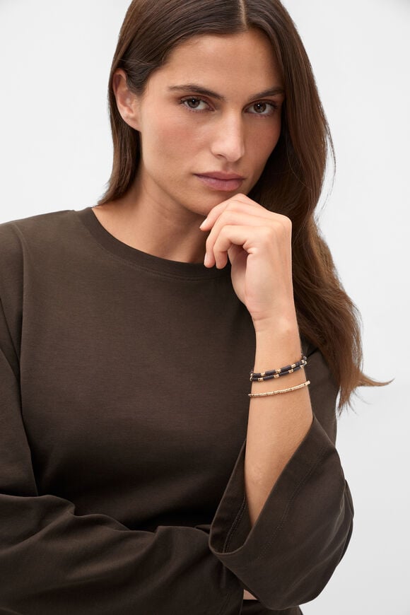 Stretch Bead Bracelet  Coffee Bean  hi-res