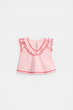Stripe Scallop Top  Strawberry Red  hi-res