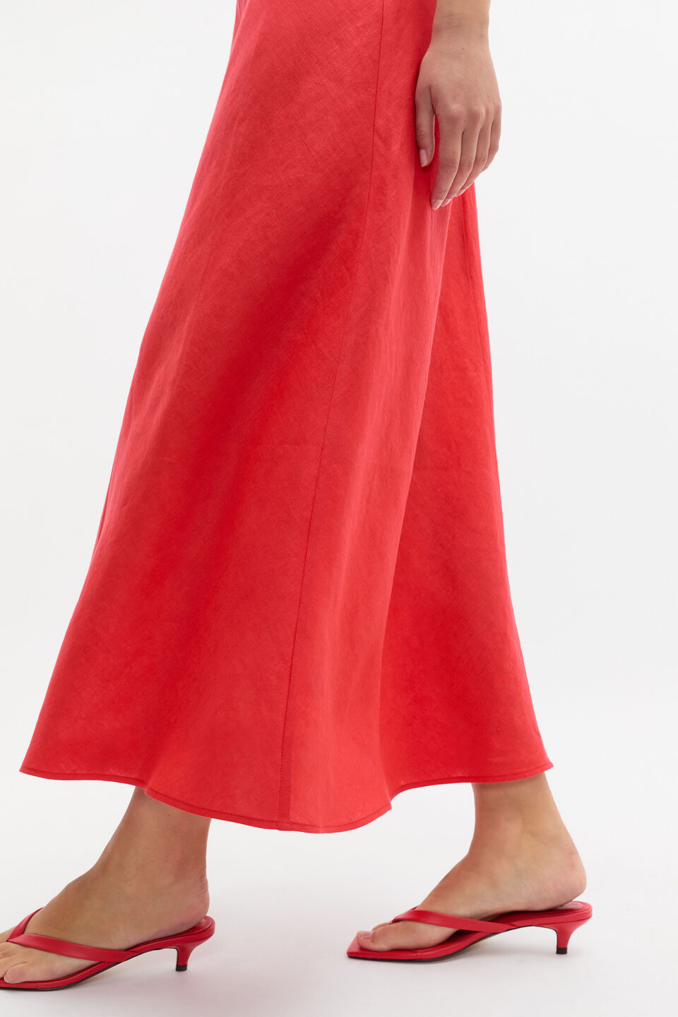 Linen Sleeveless Midi Dress  Electric Crimson