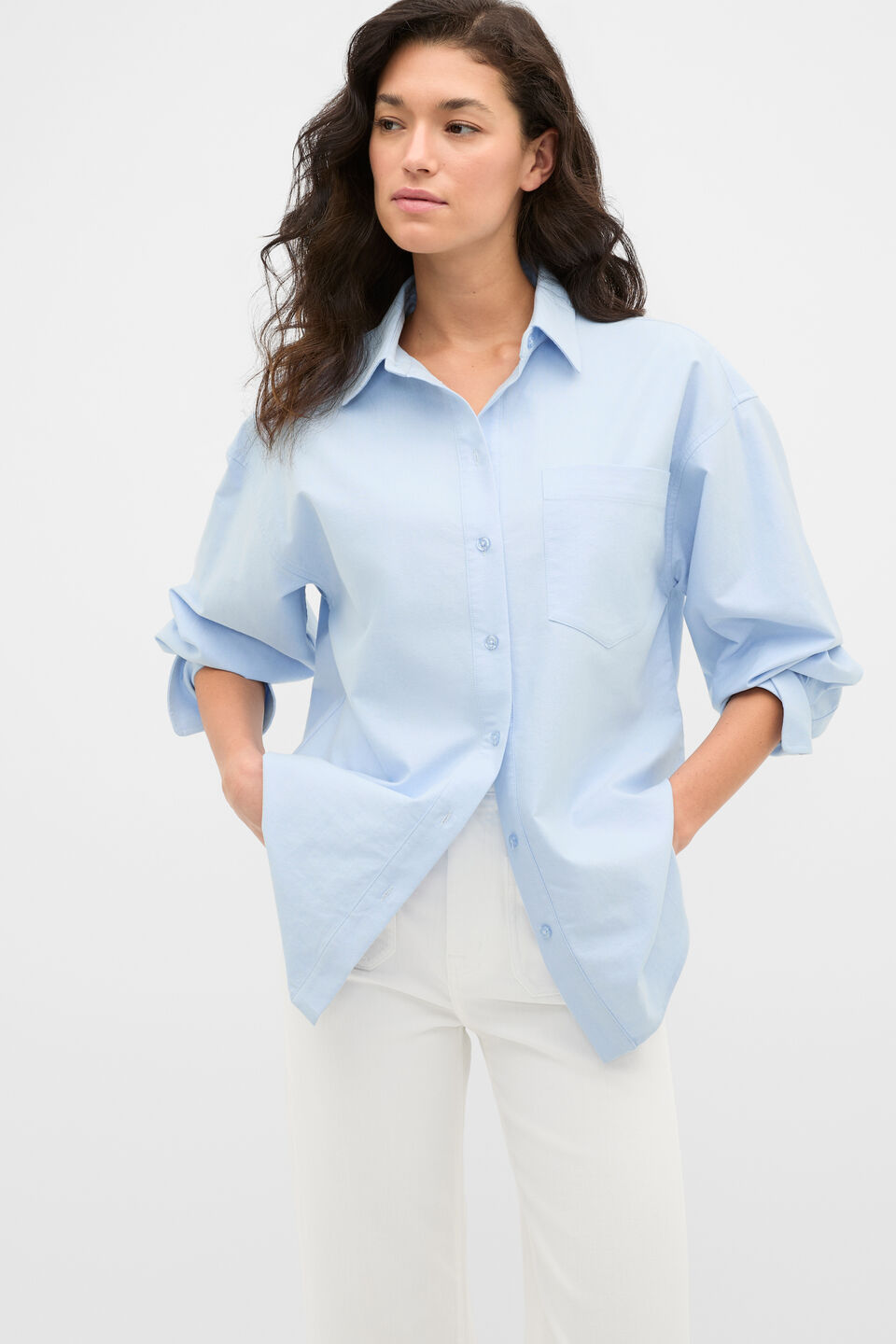 Cotton Relaxed Shirt  Arctic Blue