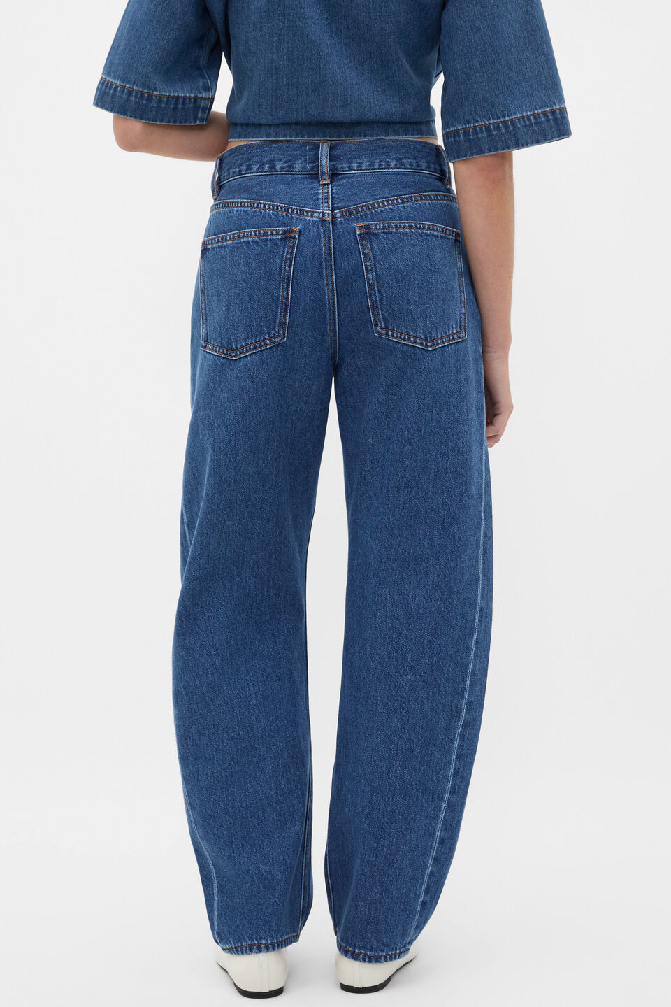 High Waisted Barrel Leg Jean  Heritage Wash