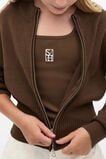 Zip Through Knit Cardigan  Chocolate  hi-res
