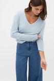 Australian Merino V Neck Top  Soft Blue Marle  hi-res