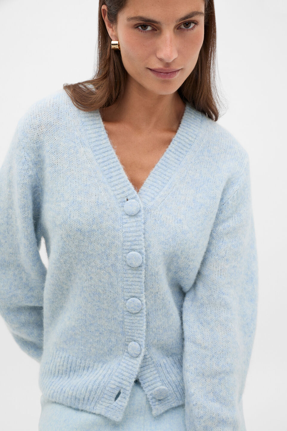 Lofty Relaxed Cardigan  Soft Blue Marle