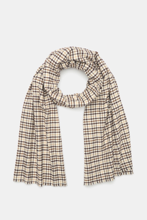 Multi Check Scarf  Cocoa  hi-res