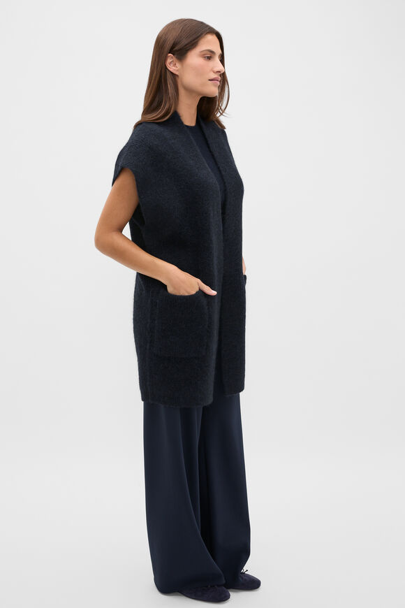 Rib Knit Mid Length Poncho  Twilight Blue  hi-res