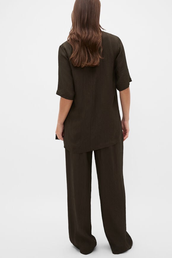 Textured Satin Oversized Tee  Coffee Bean  hi-res