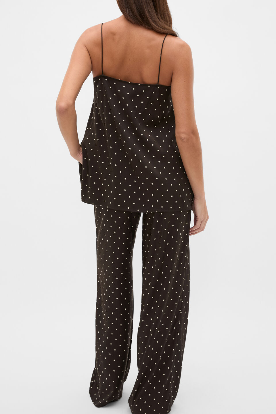 Spot Print Longline Cami  Coffee Bean Spot