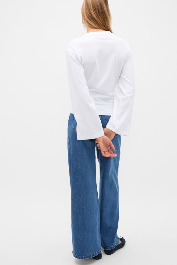 Cotton Long Sleeve Waisted Top  Whisper White  hi-res