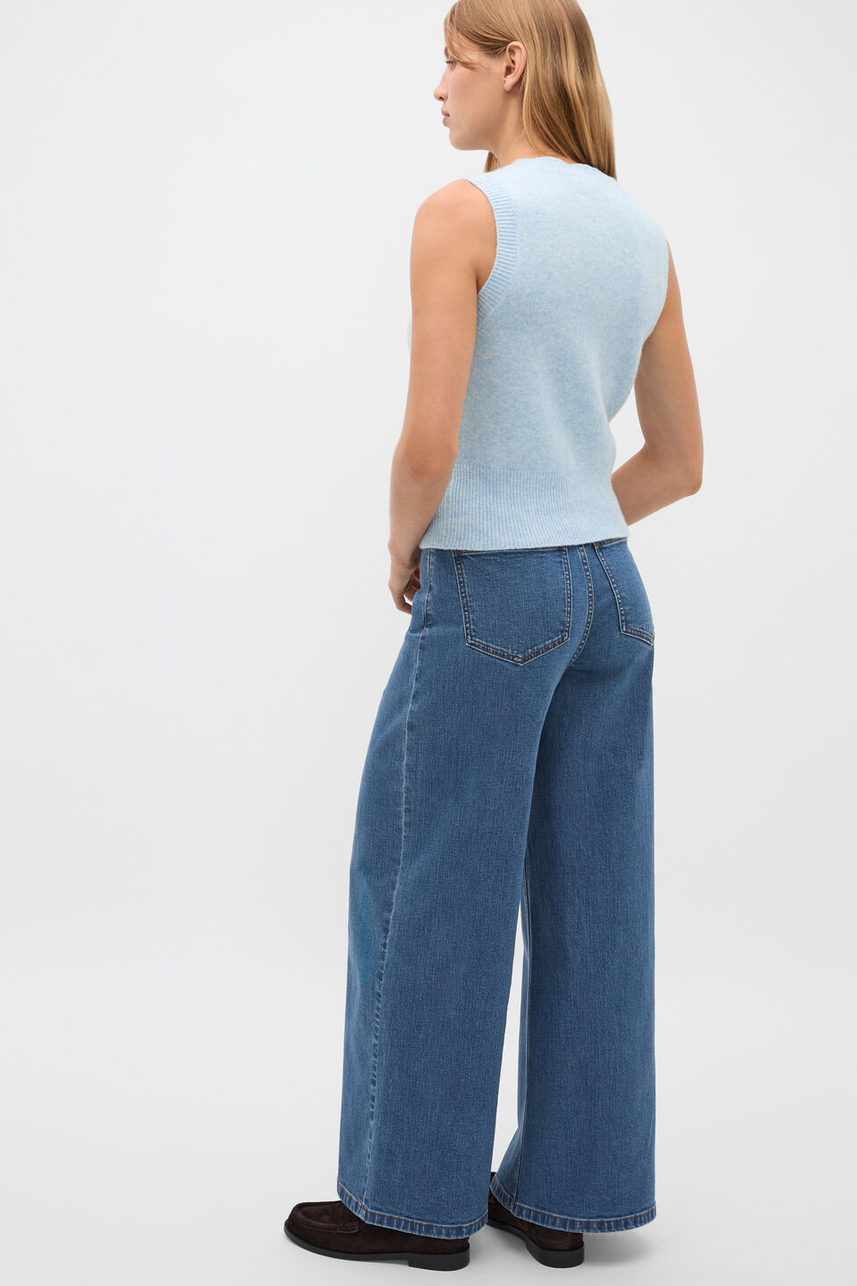 Brushed Wool Vest  Soft Blue Marle