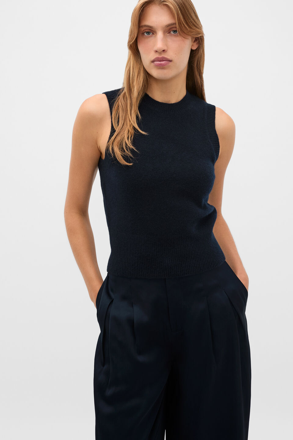 Brushed Wool Vest  Twilight Blue