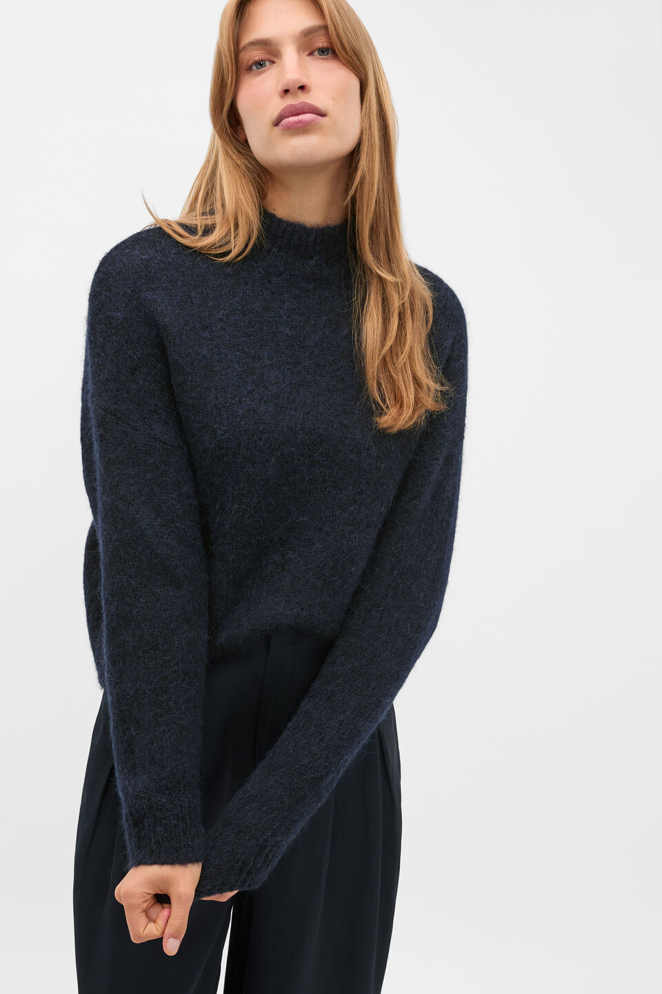 Lofty Mock Neck Knit  Twilight Blue