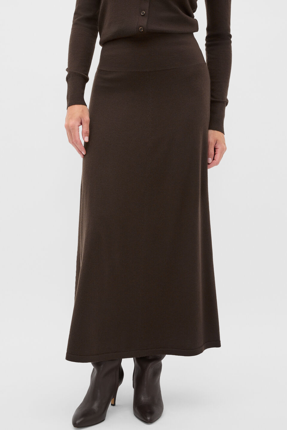 Drapey Knit Skirt  Coffee Bean