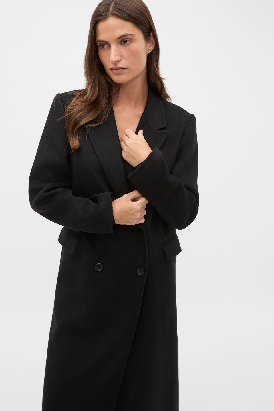 Wool Blend Classic Coat  Black