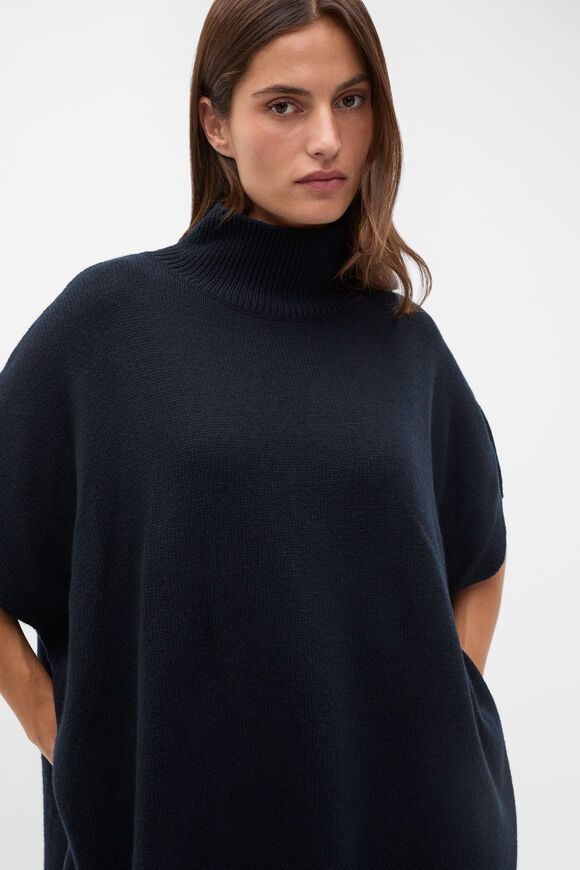 Rib Detail Poncho  Twilight Blue  hi-res