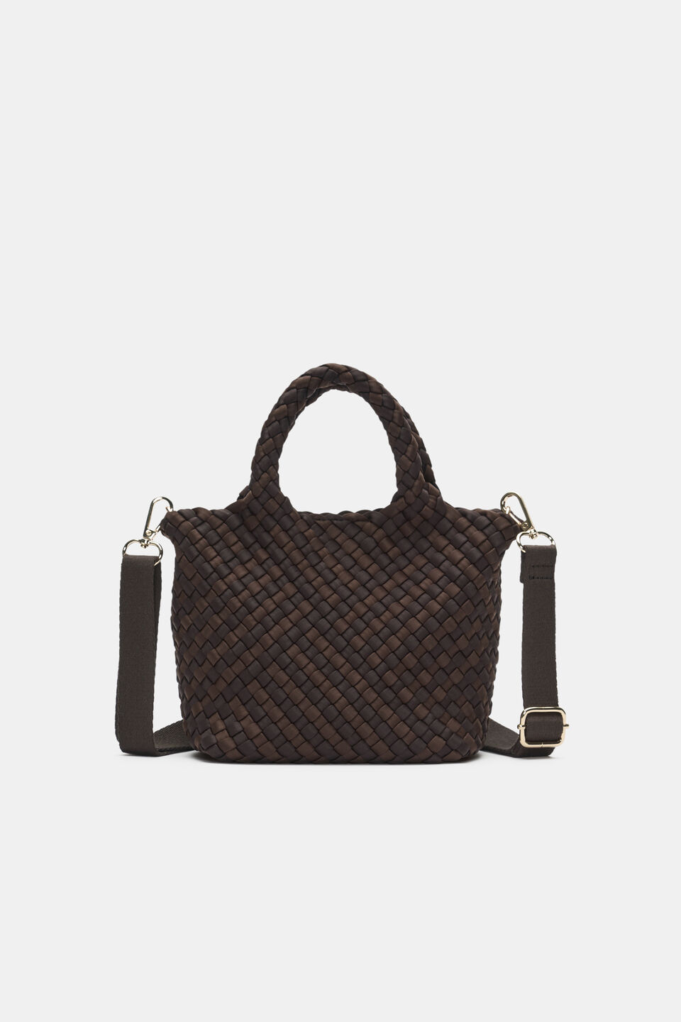 Woven Textured Crossbody Bag  Coffee Bean