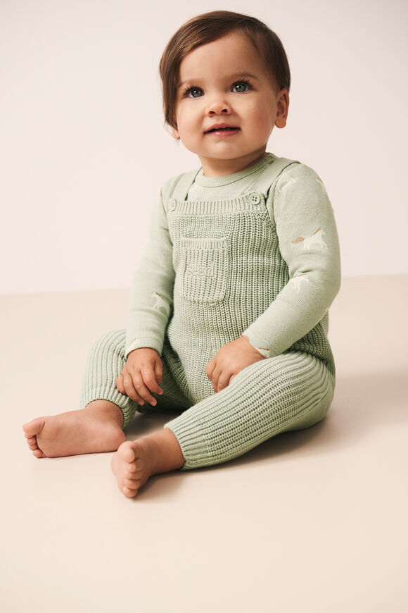 Knit Logo Overall  Sage  hi-res