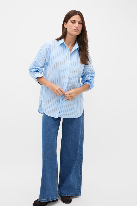 Textured Stripe Relaxed Shirt  Soft Blue Stripe  hi-res