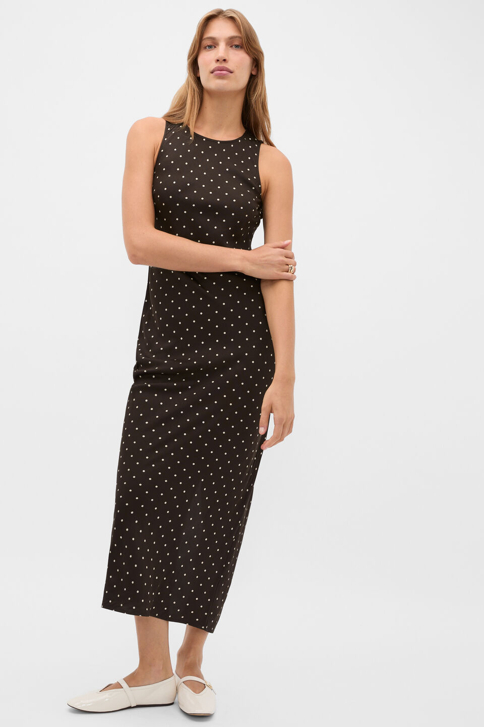 Spot Print Dress  Coffee Bean Spot