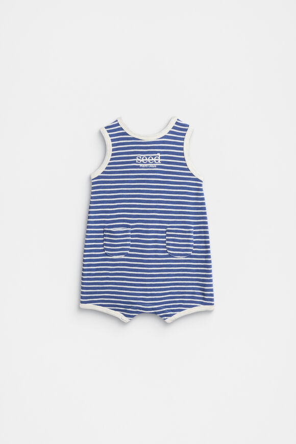 Stripe Textured Romper  Navy Stripe  hi-res