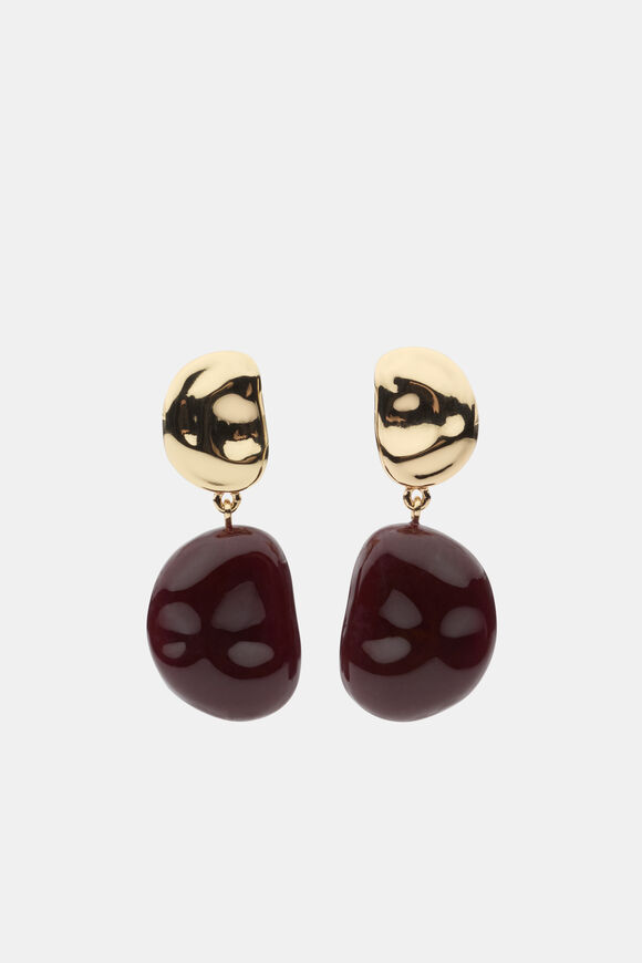 Pebble Drop Earring  Plum Red  hi-res
