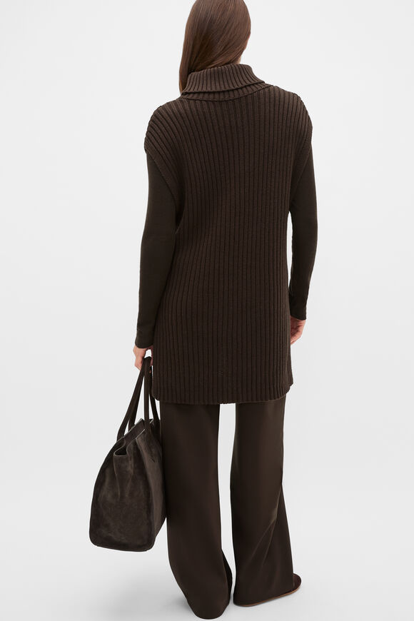 Collar Knit Poncho  Coffee Bean  hi-res