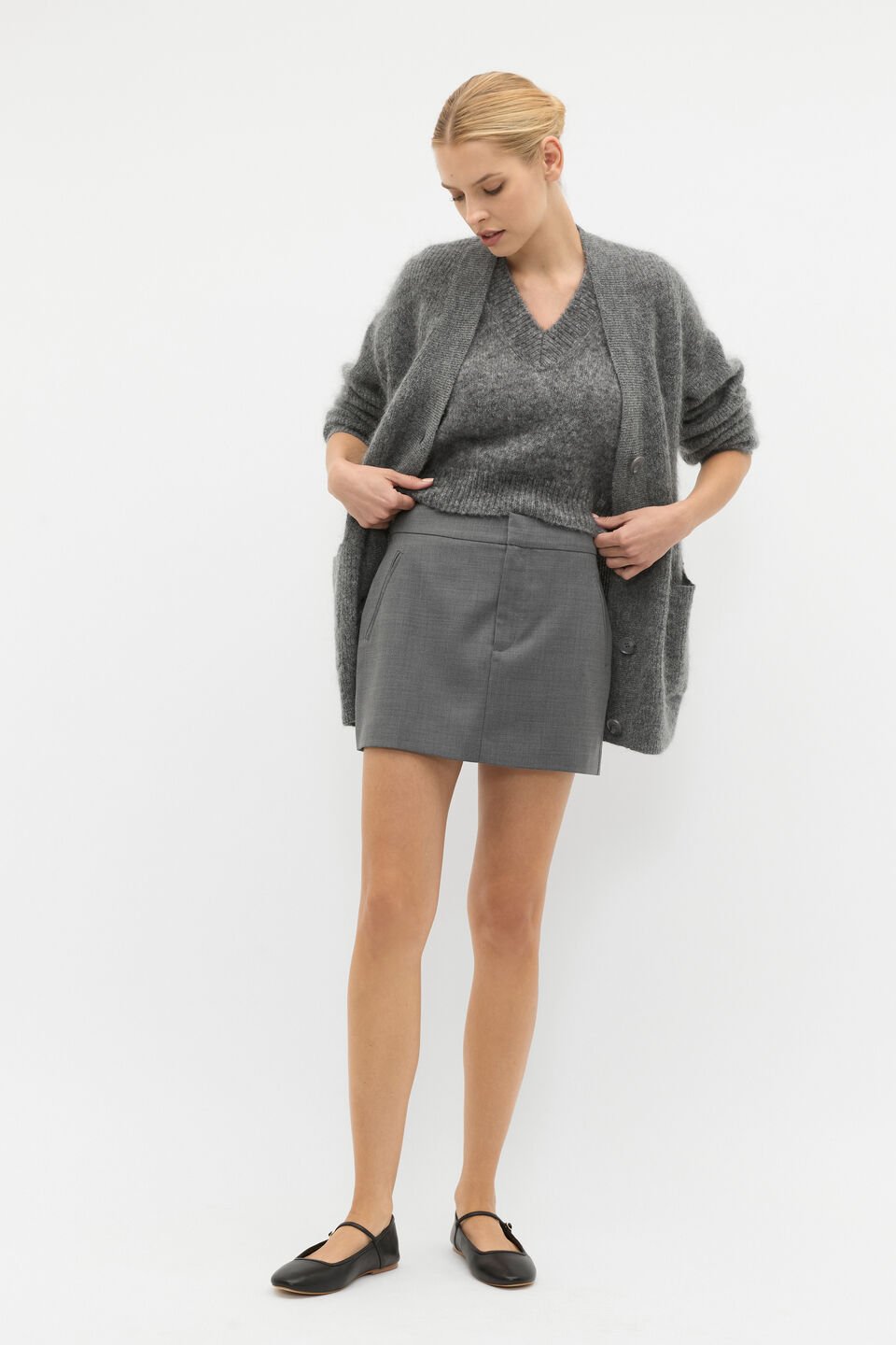 Crossdye Mini Skirt  Charcoal Crossdye