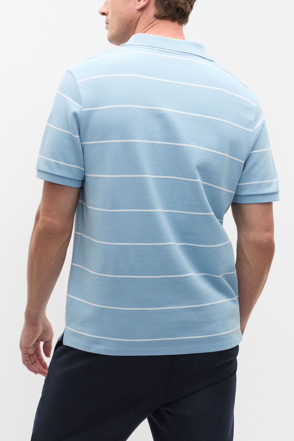Stripe Pique Polo  Sky Blue