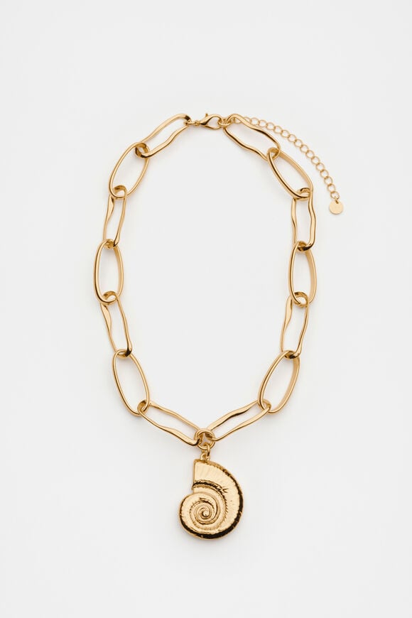 Spiral Shell Necklace  Gold  hi-res