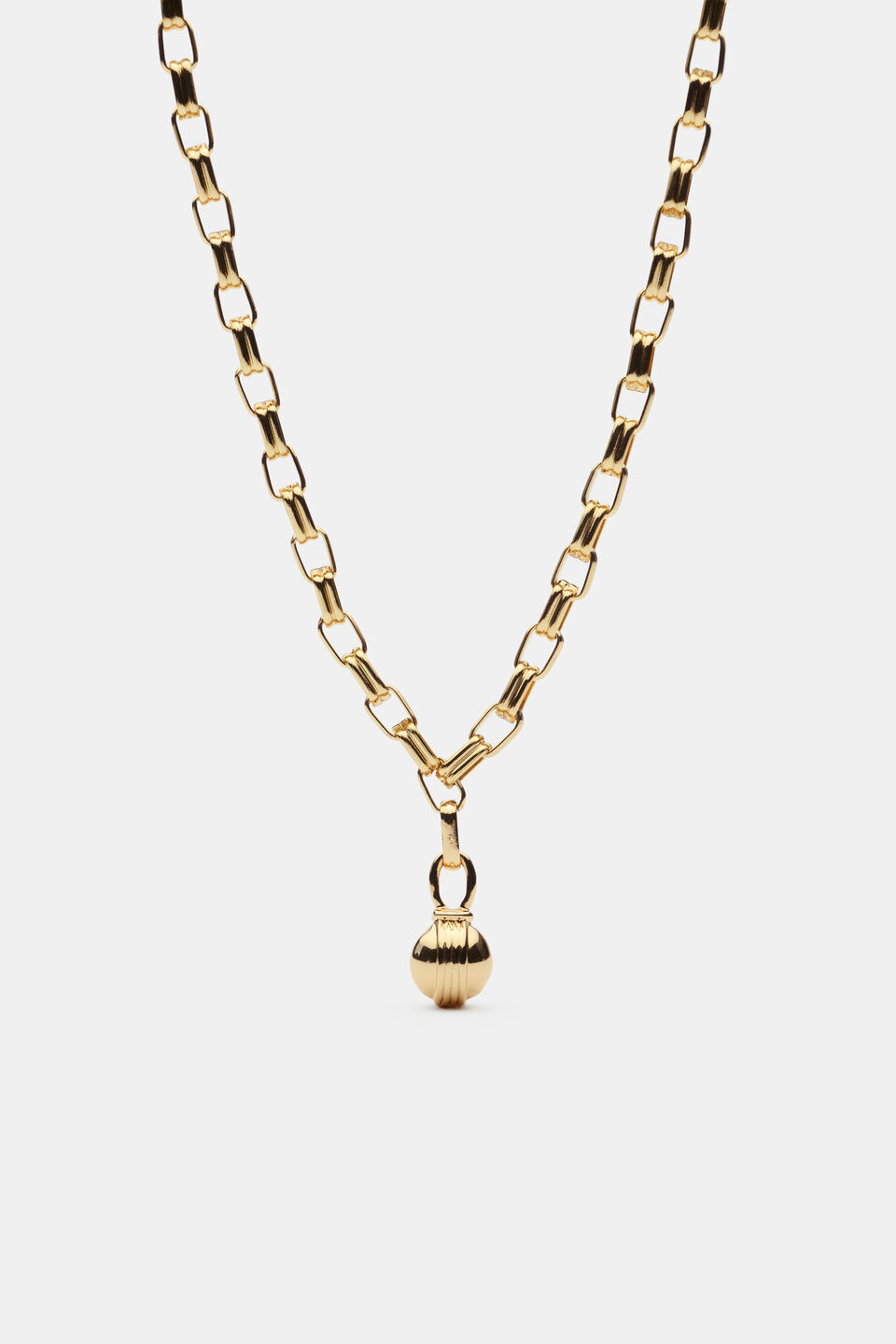 Fluted Sphere Necklace  Gold