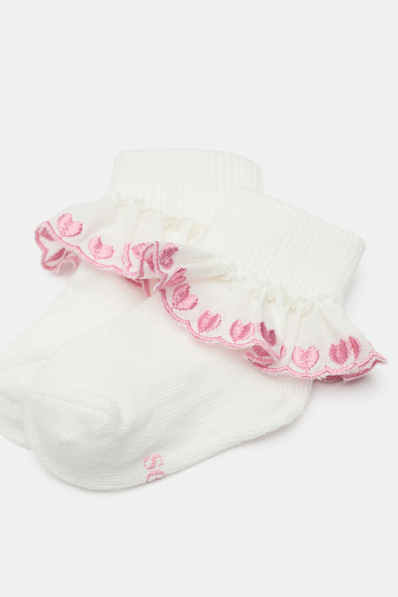 Baby Heart Frill Sock  Vanilla  hi-res