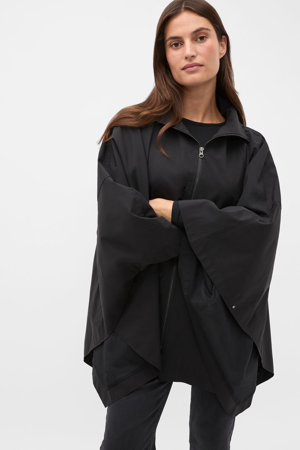 Hooded Rain Cape  Black