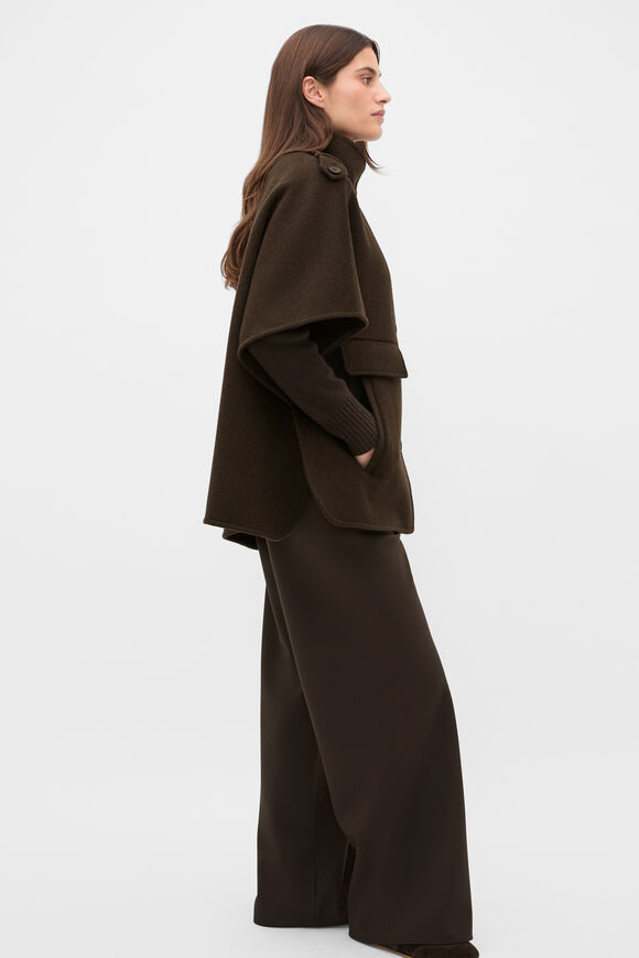 Wool Trench Cape  Coffee Bean  hi-res