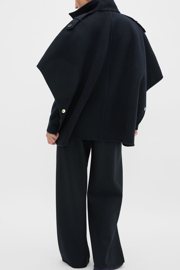 Wool Trench Cape  Twilight Blue  hi-res