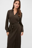 Textured Satin Wrap Shirt Dress  Coffee Bean  hi-res