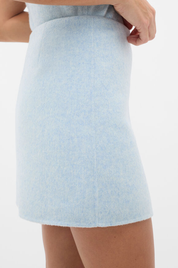 Wool Blend Mini Skirt  Soft Blue Marle  hi-res