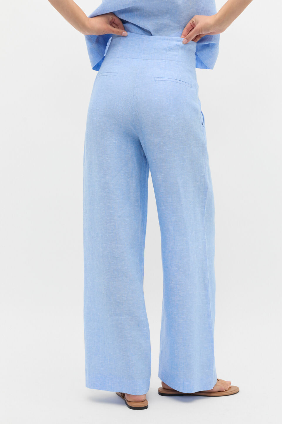 Core Linen Waisted Pant  Cornflower Blue Crossdye