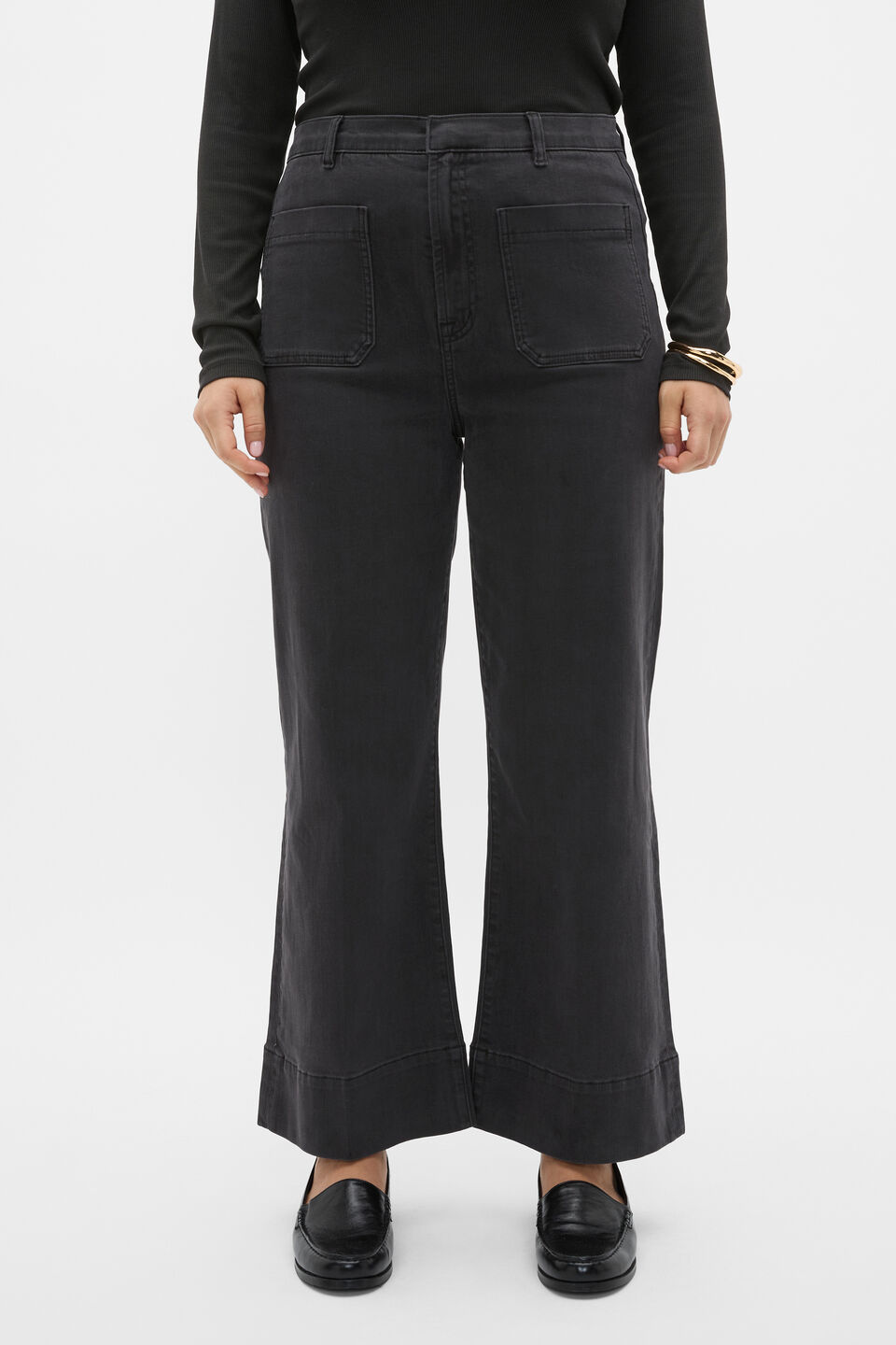 Core Wide Leg Pocket Jean  Charcoal Wash
