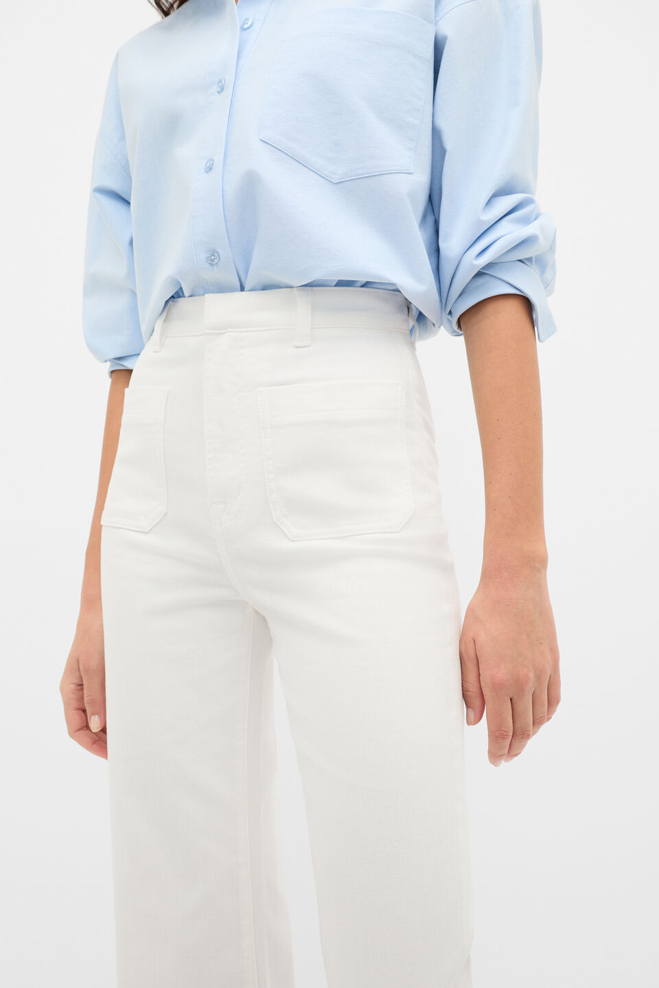 Core Wide Leg Pocket Jean  Cloud Cream