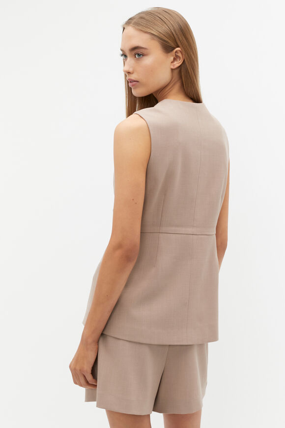 Tailored Cinch Waist Vest  Cookie  hi-res