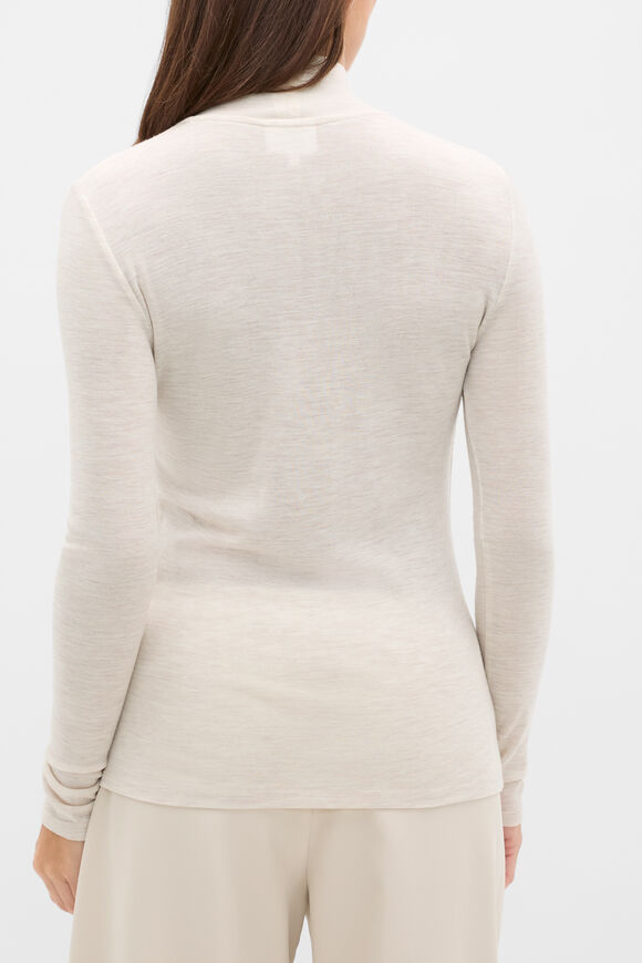 Australian Merino Mock Neck Top  Mist Marle  hi-res
