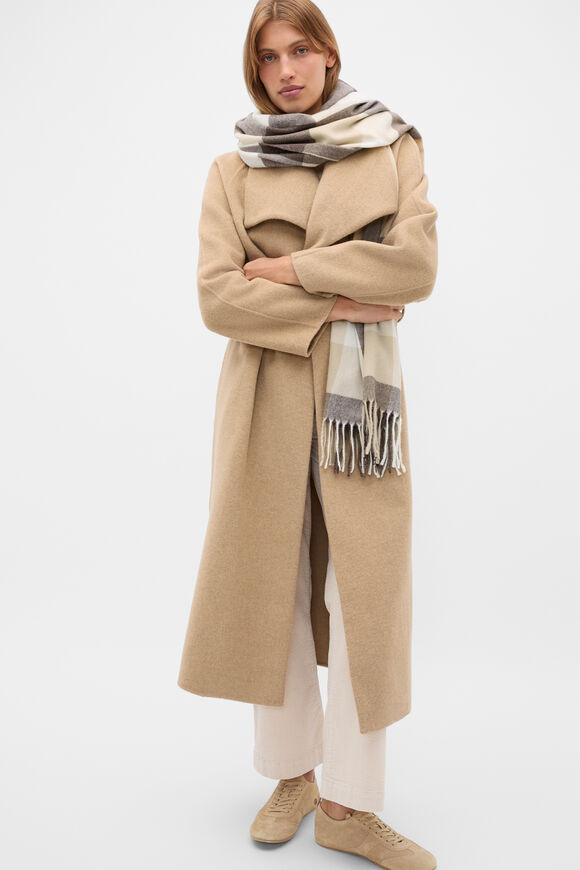 Check Scarf  Coffee Bean Multi  hi-res