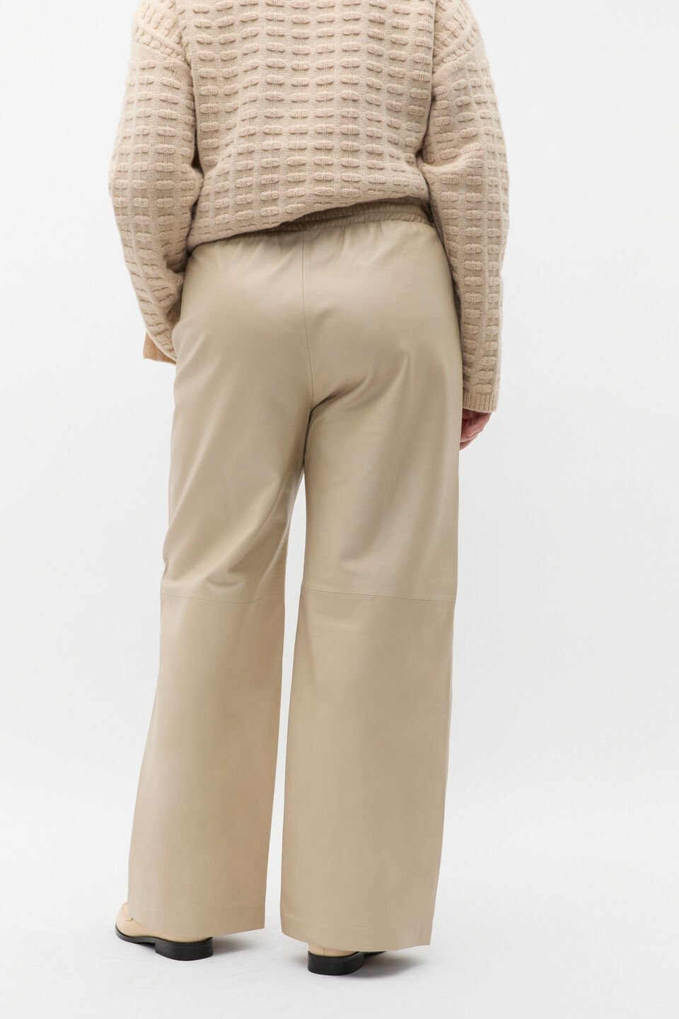 Leather Elasticated Pant  Latte