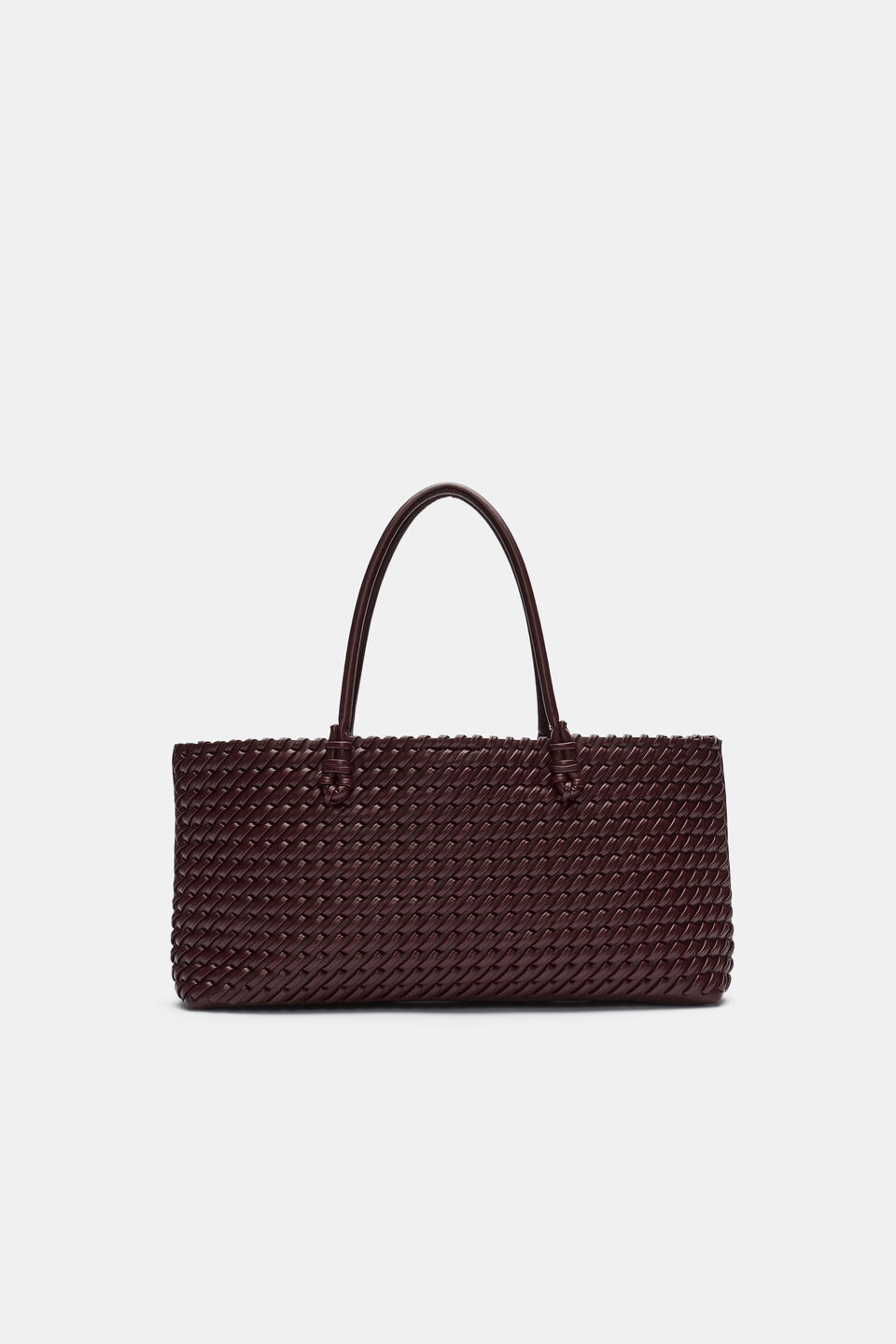 Woven East West Tote  Plum Red