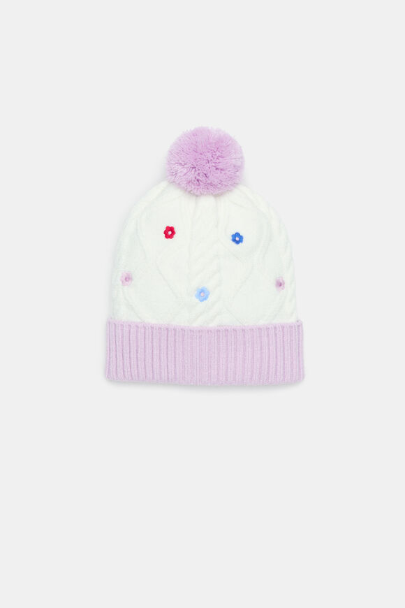 Embroidered Flower Beanie  Multi  hi-res